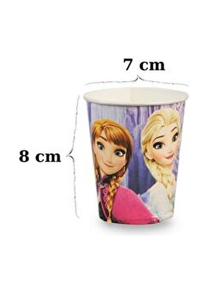 Elsa Lı 8 Kişilik Tabak Bardak Çatal Seti 21 cm Renkli Karlar Ülkesi Temalı
