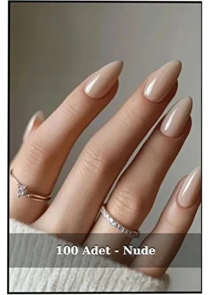 Professionel Nude 100'LÜ Badem Takma Tırnak - Almond Nail