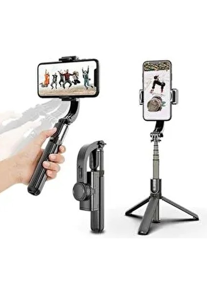 Q08 Katlanabilir El Gimbal Tüm Akıllı Telefonlarla Uyumlu 360 ° Dönebilen Taşınabilir Telefon Tutucu