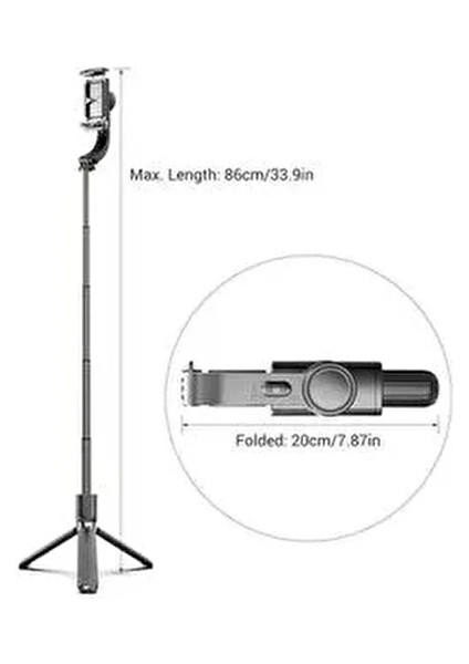 Q08 Katlanabilir El Gimbal Tüm Akıllı Telefonlarla Uyumlu 360 ° Dönebilen Taşınabilir Telefon Tutucu fırsatları