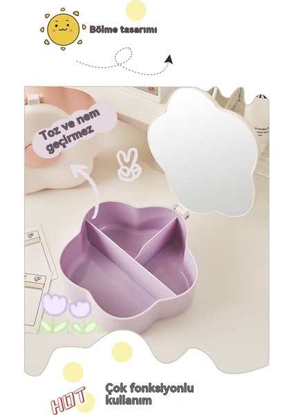 Çiçek Şekilli Takı Depolama Bir Güzellik Aynası Saklama Kutusu (Yurt Dışından) modelleri