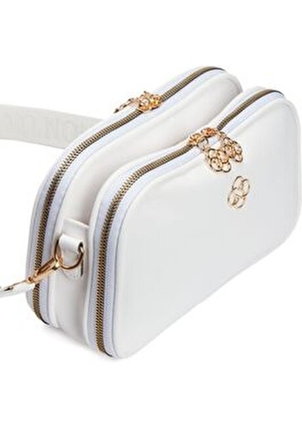 Kadın Yonca Detaylı Çapraz Askılı Beyaz Omuz Çantası modelleri