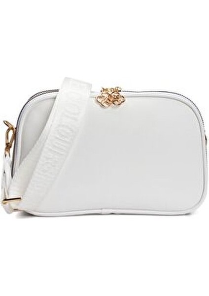 Kadın Yonca Detaylı Çapraz Askılı Beyaz Omuz Çantası