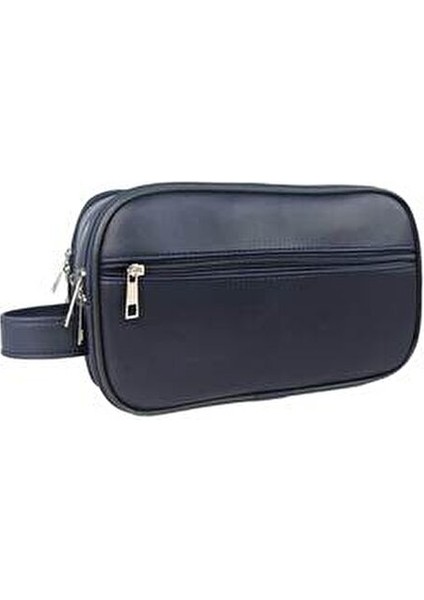 Erkek Kozmetik El Çantası Lacivert Renk Suya Dayanıklı Süet Deri Orta Boy fiyatları