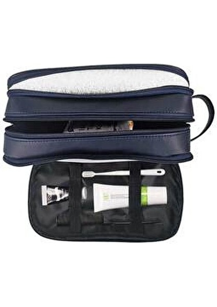 Erkek Kozmetik El Çantası Lacivert Renk Suya Dayanıklı Süet Deri Orta Boy modelleri