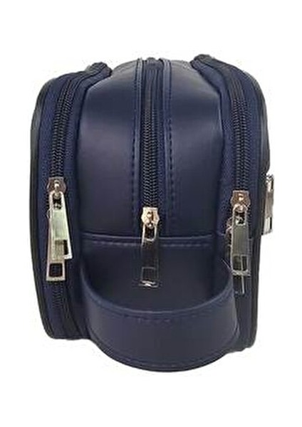 Erkek Kozmetik El Çantası Lacivert Renk Suya Dayanıklı Süet Deri Orta Boy fırsatları