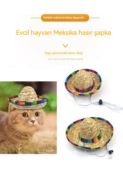 Evcil Kedi Için Örgü, Ayarlanabilir Hasır Şapka, 2'li Set (Yurt Dışından) fiyatları