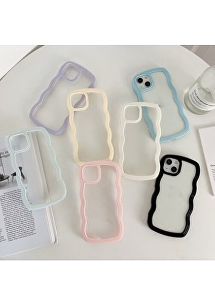 Apple Iphone 13 ve 14 Uyumlu Kenarı Renkli Dalgalı Darbe Önleyici Şeffaf Silikon Kılıf fırsatları