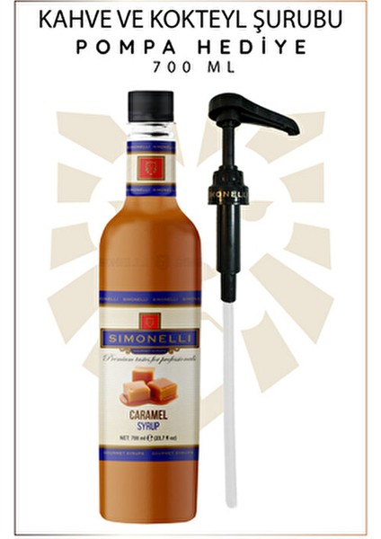 Kahve ve Kokteyl Şurubu 700 ml 4'lü Set Karamel+Vanilya+Çikolata+Beyaz Çikolata + 4 Adet Pompa fırsatları