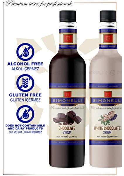 Kahve ve Kokteyl Şurubu 700 ml 4'lü Set Karamel+Vanilya+Çikolata+Beyaz Çikolata + 4 Adet Pompa indirimleri