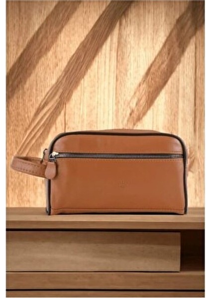 Yüksek Kalite Hakiki Deri Erkek El ve Tıraş Çantası