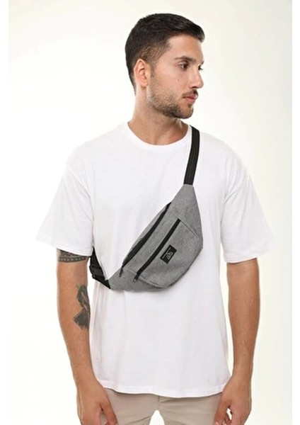 Unisex 4'lü Paket Siyah, Gri, Beyaz, Haki 2 Bölmeli Omuz ve Bel Çantası modelleri