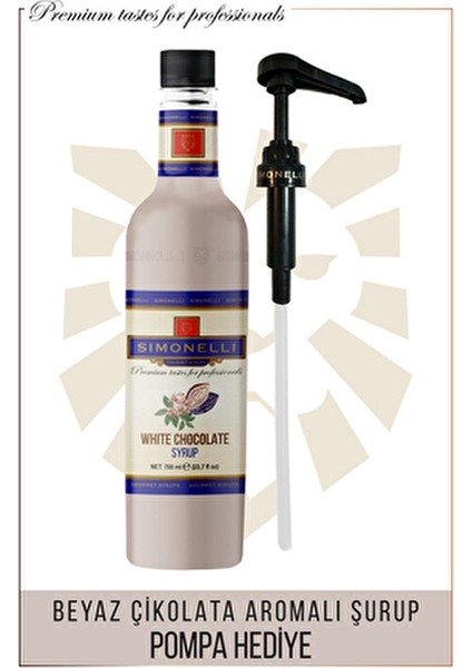 Kahve ve Kokteyl Şurubu 700 ml 4'lü Set Karamel+Vanilya+Çikolata+Beyaz Çikolata + 4 Adet Pompa