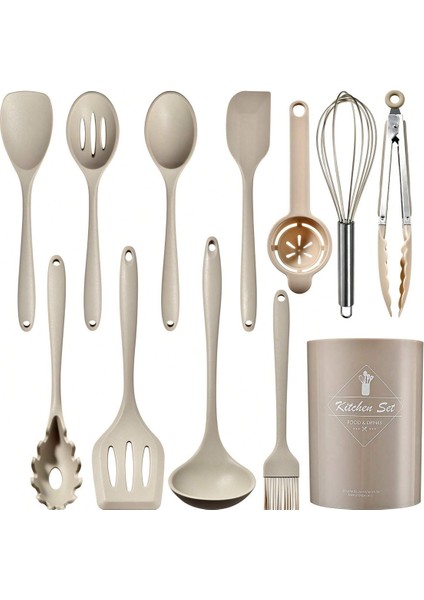 Silikon Yapışmaz Kürek Kaşık Yoğun Kaşık Mutfak Aletleri 15 Adet Set (Yurt Dışından)