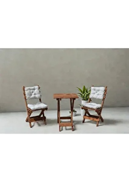 By Utkan Keskin Minderli Balkon Bahçe Mutfak 3lü Bistro Set Katlanır Masa Sandalye 50*50 Krem fiyatları