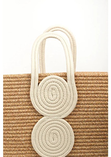 Vanillia Büyük El Yapımı Jüt Plaj Çantası Düz Desenli Şık Plaj Tekstili modelleri