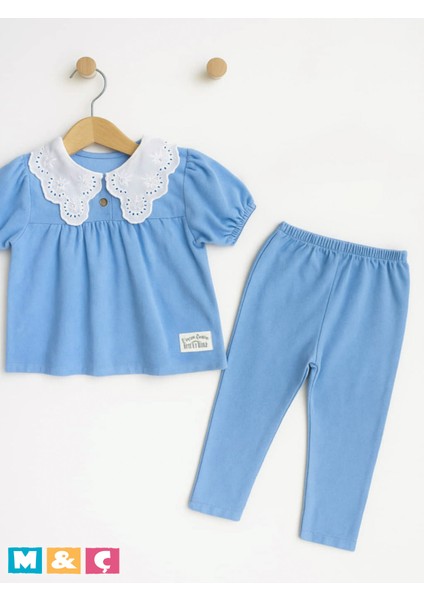 Kız Çocuk Ikili Takım Alt Üst Kot Jeans Mavi Takım 2-3-4-5 Yaş