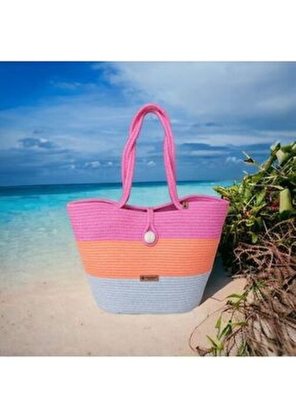 Kadın Plaj Çantası Düz Desenli El Yapımı Tekstil Yaz Koleksiyonu fiyatları