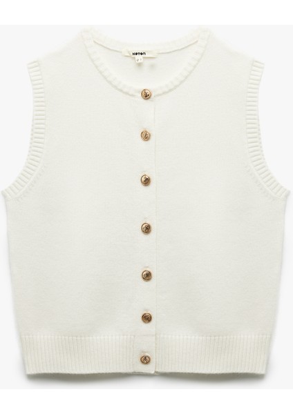 Kolsuz Bisiklet Yaka Düğmeli Triko Yelek modelleri