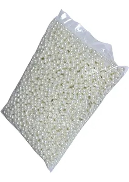 Krem Plastik İnci 8 mm 100 Gram 325-400 Adet Çanta ve Anahtarlık Yapımında Kullanılır