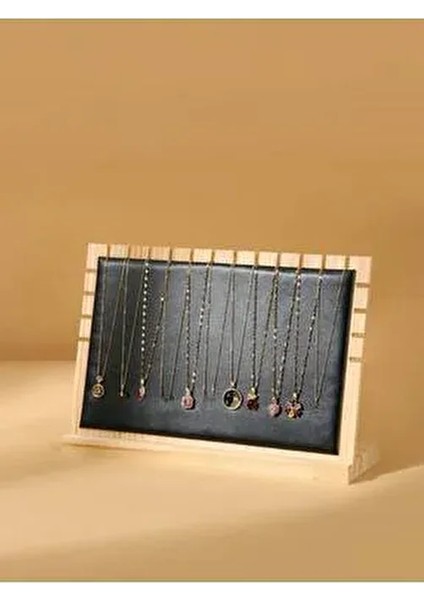 Ahşap Takı Teşhir Standı Çoklu Kolye Vitrin Sergileme Standı Büyük Boy