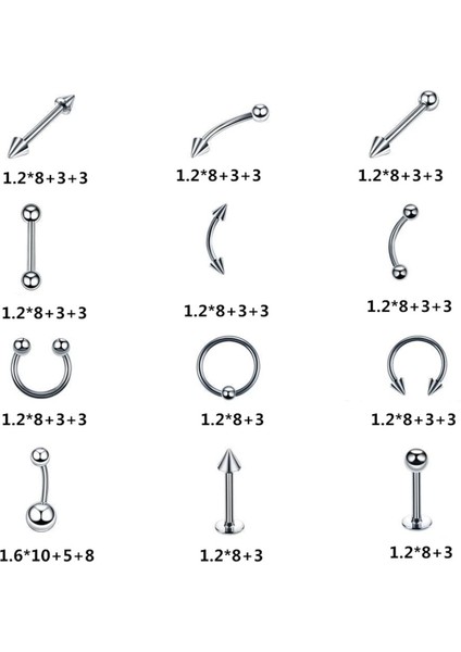 5 Adet 316L Cerrahi Çelik Gümüş Renk Septum Piercing Düz Seri fiyatları