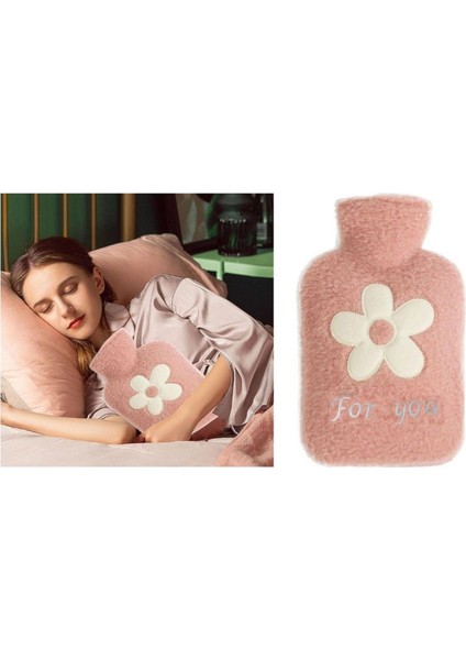 Sıcak Su Torbası Peluş Papatya Desenli Pembe 21X13,5X2CM 500 ml