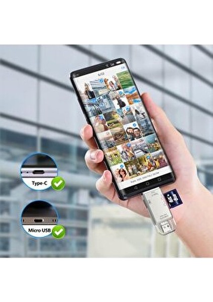 USB / Type-C / Mikro USB Kart Okuyucu 128 GB Kapasiteli 6 In 1 Yüksek Hızlı Veri Aktarımı