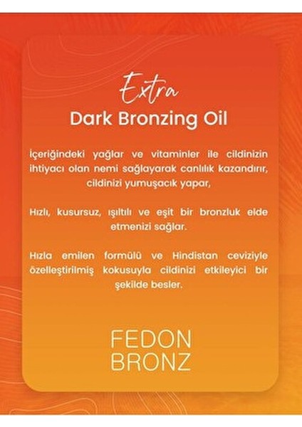 Ekstra Koyu Bronzlaştırıcı E Vitamini Kakao Içerikli Dark Extra Bronzing Oil 200 ml