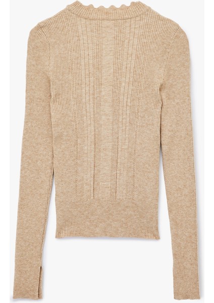 Uzun Kollu Dik Yaka Triko Kazak fiyatları