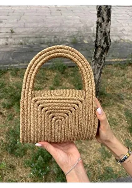 Soft Mini Jüt Hasır Portföy Clutch El Çantası Doğal Şıklık ve Hafif Tasarım