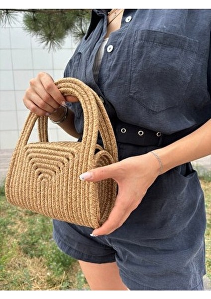 Soft Mini Jüt Hasır Portföy Clutch El Çantası Doğal Şıklık ve Hafif Tasarım fırsatları