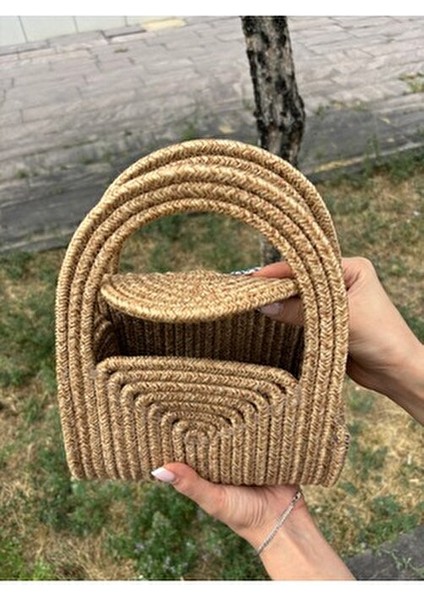 Soft Mini Jüt Hasır Portföy Clutch El Çantası Doğal Şıklık ve Hafif Tasarım indirimleri