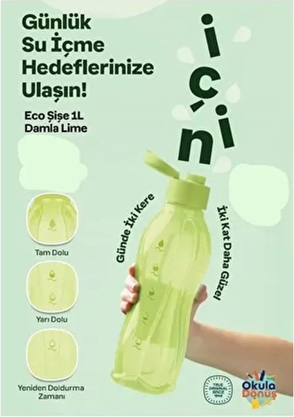 Eco Şişe Suluk 1 Litre Damla Lime