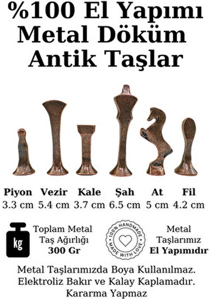 MC54 - Metal Satranç Takımı - 25CM Mermer Desenli Satranç Tahtası - Sertifikalı Antik Metal Taşlar modelleri