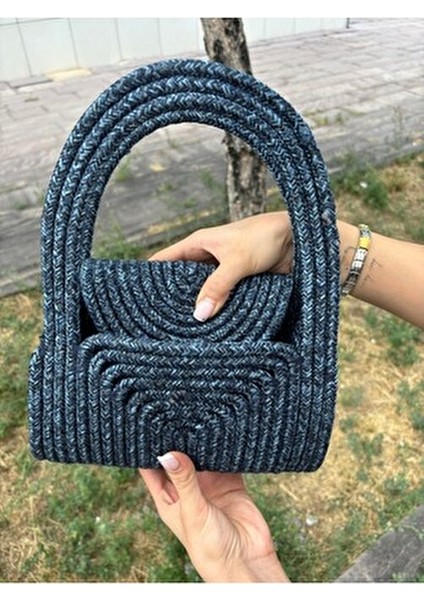 Soft Mini Jüt Hasır Portföy Clutch El Çantası Doğal Doku ile Yaz Modası modelleri