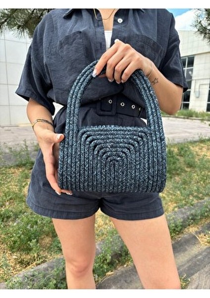 Soft Mini Jüt Hasır Portföy Clutch El Çantası Doğal Doku ile Yaz Modası indirimleri
