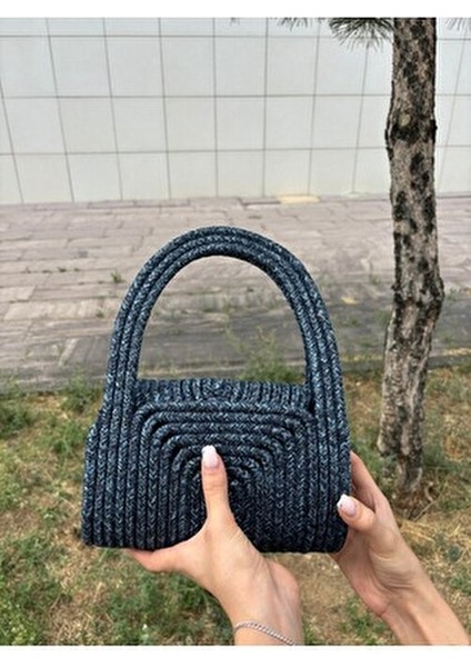 Soft Mini Jüt Hasır Portföy Clutch El Çantası Doğal Doku ile Yaz Modası