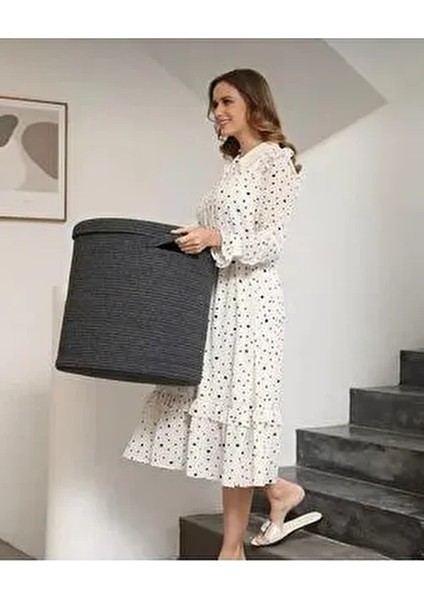 Hasır Jüt Sepet Siyah Renkli 40x35 Boyutlarında Çok Amaçlı Banyo Havlu Kirli Oyuncak Düzenleyici modelleri