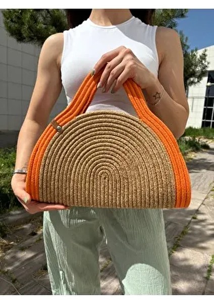 Mia Hasır Jüt Clutch Çanta