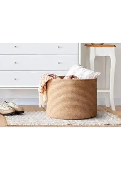 Çamaşır Sepeti Jüt Hasır Düzenleyici Doğal Malzeme ile Şık ve Fonksiyonel Tasarım