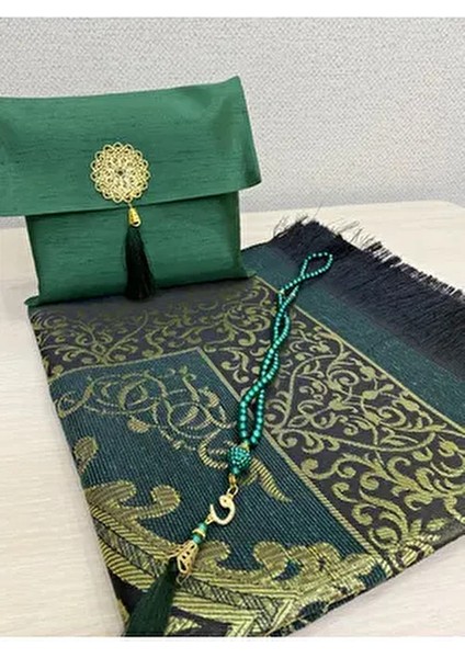 3'lü Şantuk Çantalı Hediyelik Çeyizlik Tesbih Seccade Seti