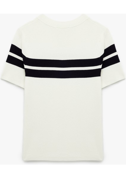 Viskon Kumaş Kısa Kollu Bisiklet Yaka Triko Sweatshirt fırsatları