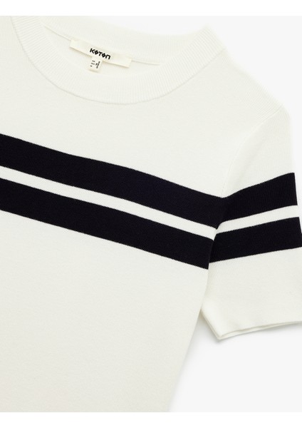 Viskon Kumaş Kısa Kollu Bisiklet Yaka Triko Sweatshirt indirimleri