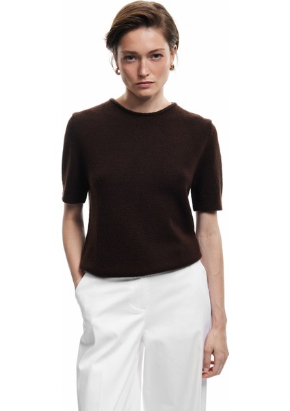 Bisiklet Yaka Kısa Kollu Triko Kazak