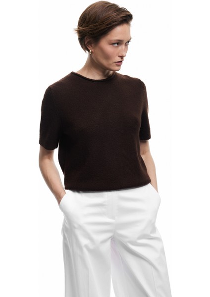 Bisiklet Yaka Kısa Kollu Triko Kazak fiyatları