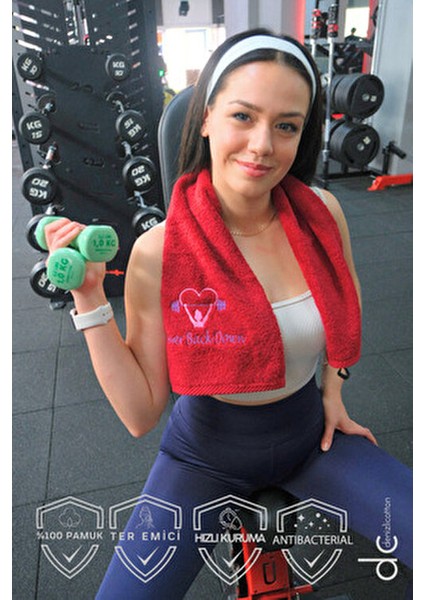 Nakışlı Sporcu Havlusu Pamuklu, Anti Bakteriyel, Ter Emici Fitness Plates Boks Tenis Spor Havlusu fiyatları
