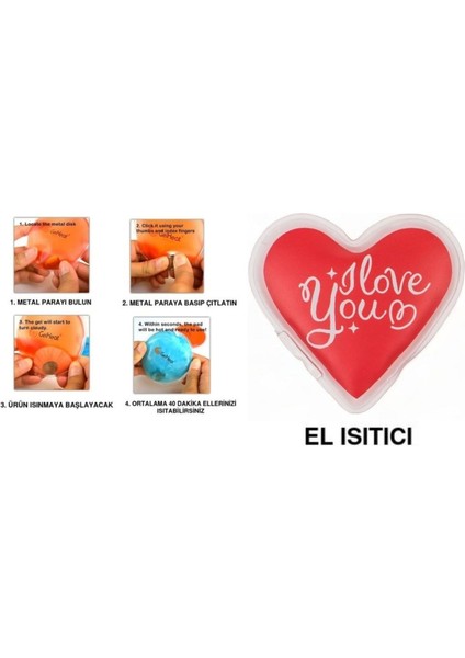 Kalpli Sevgi Mesajlı Cep Sobası,el Isıtıcı,sıcak Su Torbası Pvc 9cm