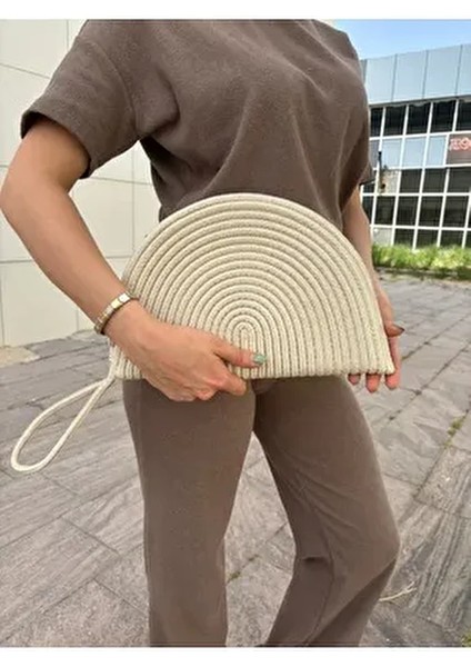 Moss Fermuarlı Hasır Clutch Çanta Ergonomik Tasarım Seyahat ve İş Kullanımı