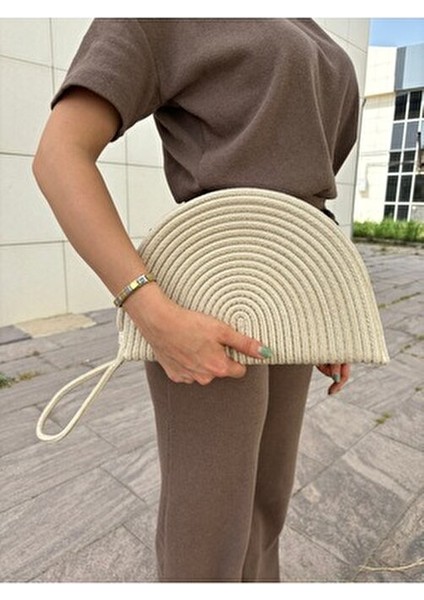 Moss Fermuarlı Hasır Clutch Çanta Ergonomik Tasarım Seyahat ve İş Kullanımı indirimleri